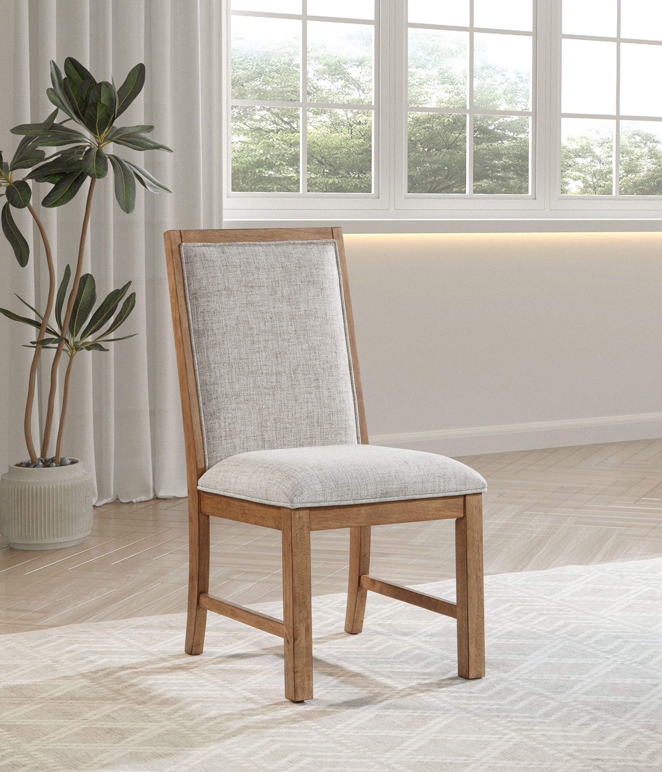 Bruner Upholstered Side Chair Natural Brown (Set of 2) — view 2