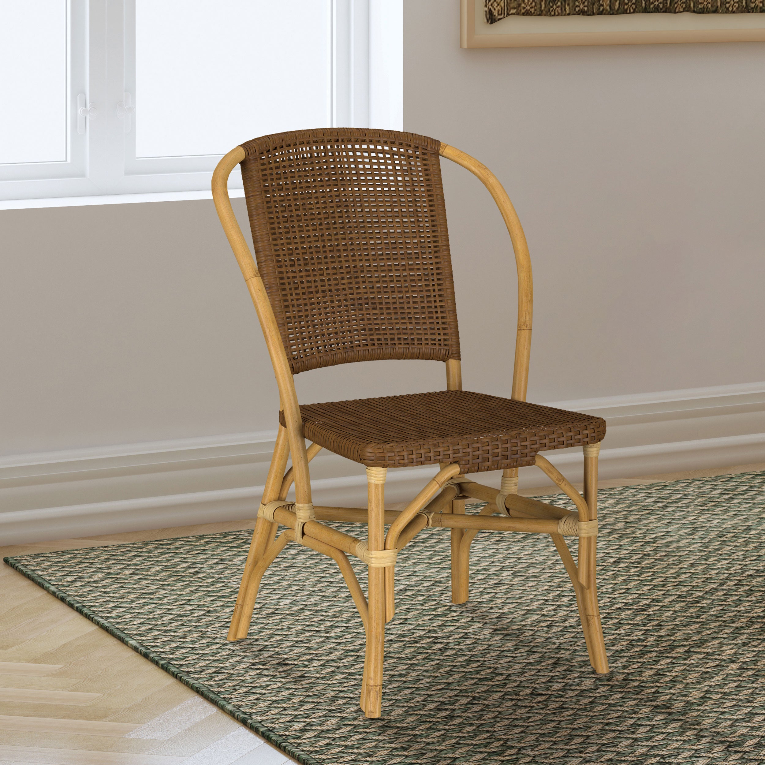 Lexley Woven Rattan Dining Side Chair Brown (Set of 2) — view 2