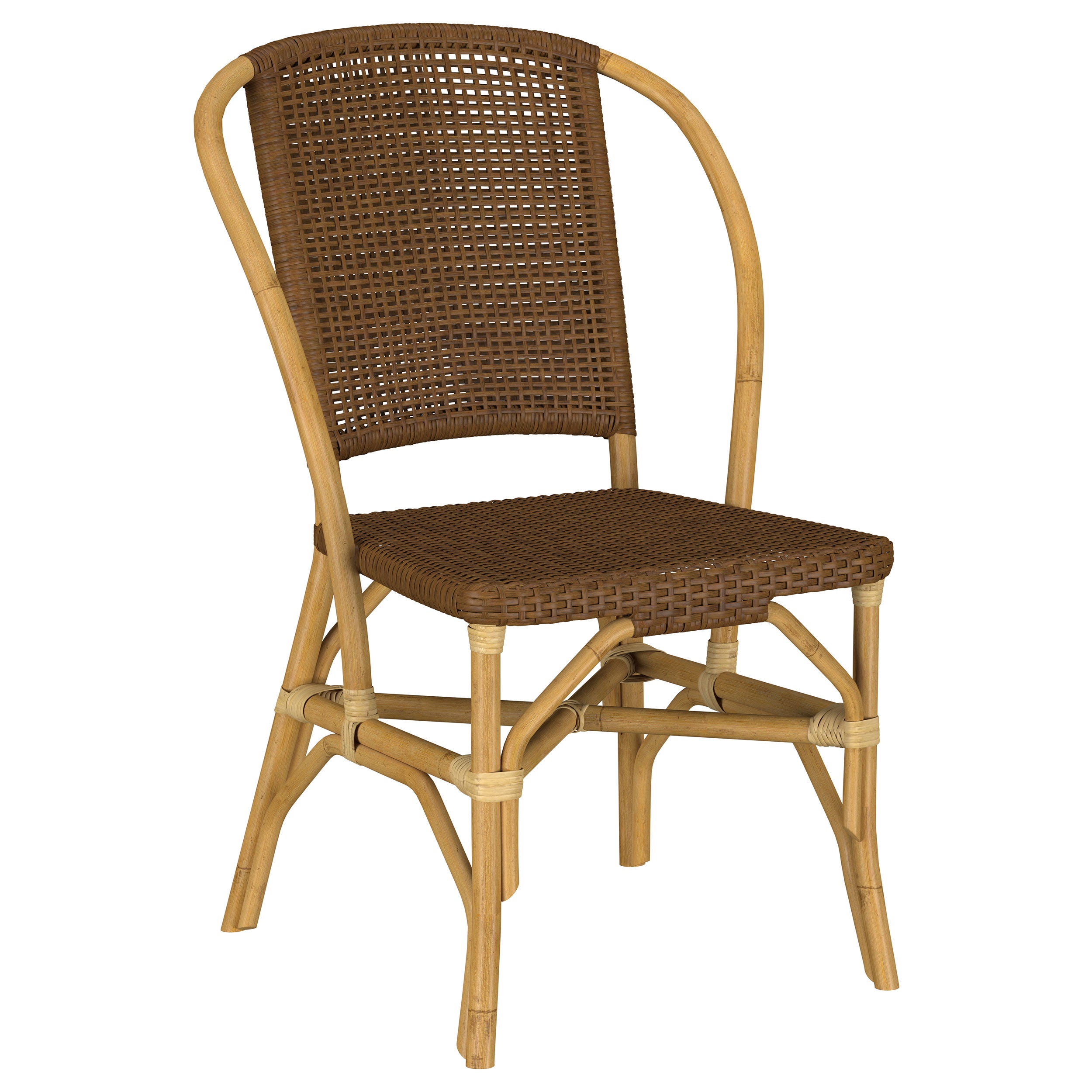 Lexley Woven Rattan Dining Side Chair Brown (Set of 2) — view 3