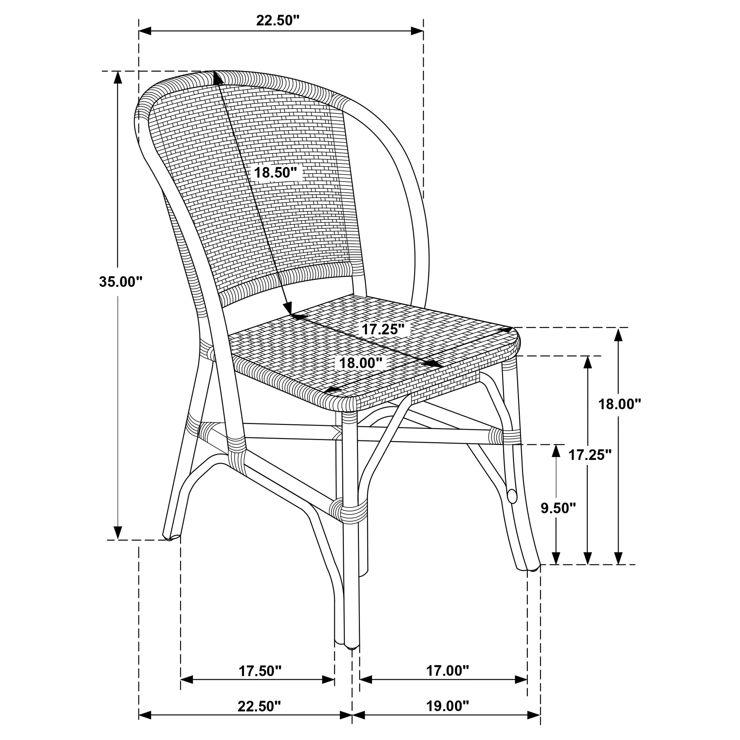 Lexley Woven Rattan Dining Side Chair Brown (Set of 2) — view 10