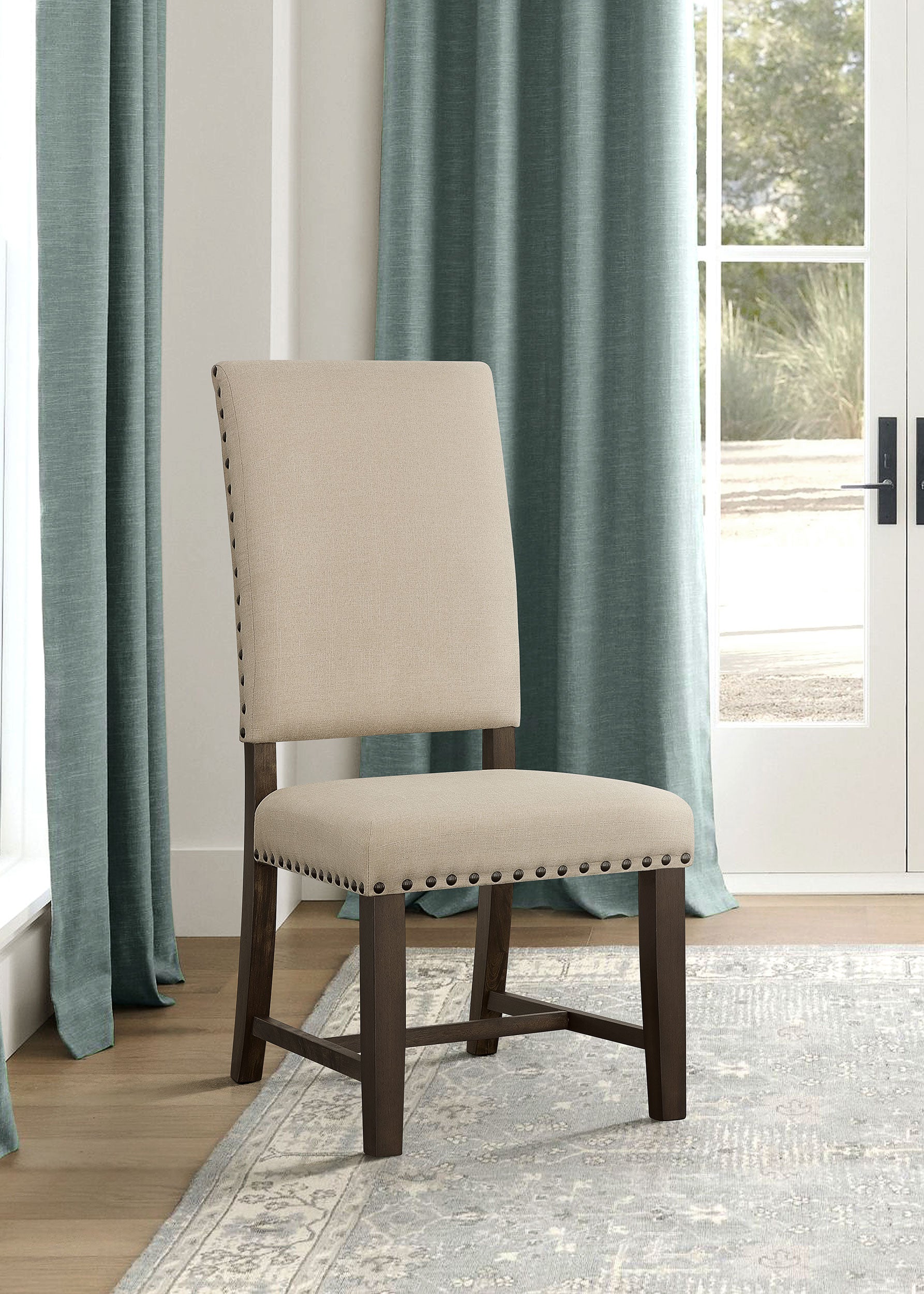 Twain Upholstered Dining Side Chair Beige (Set of 2) — view 2