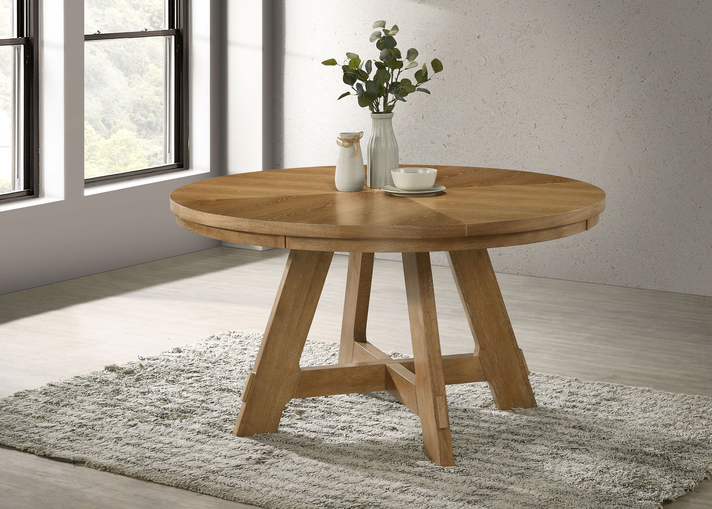 Danvers Round 54-inch Wood Dining Table Brown Oak — view 2