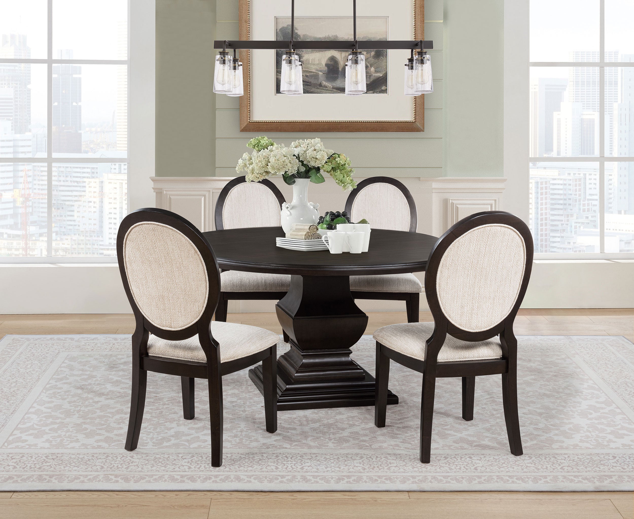 Twyla 5-piece Round Wood Dining Room Table Set Dark Cocoa — view 1