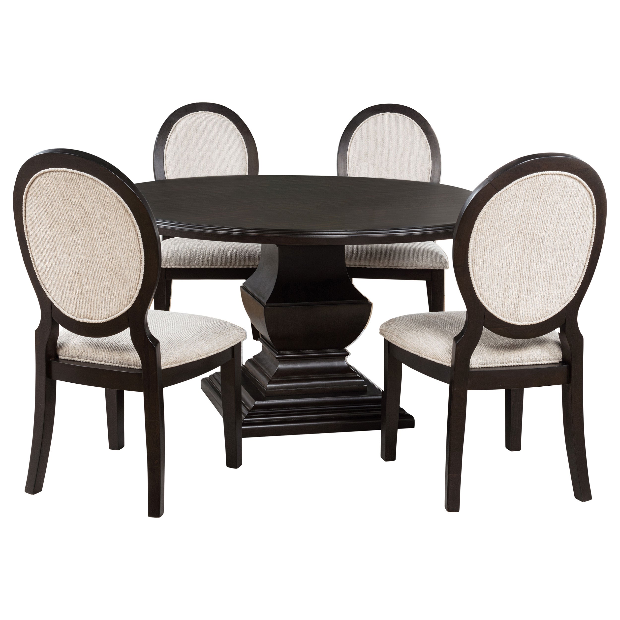 Twyla 5-piece Round Wood Dining Room Table Set Dark Cocoa — view 2
