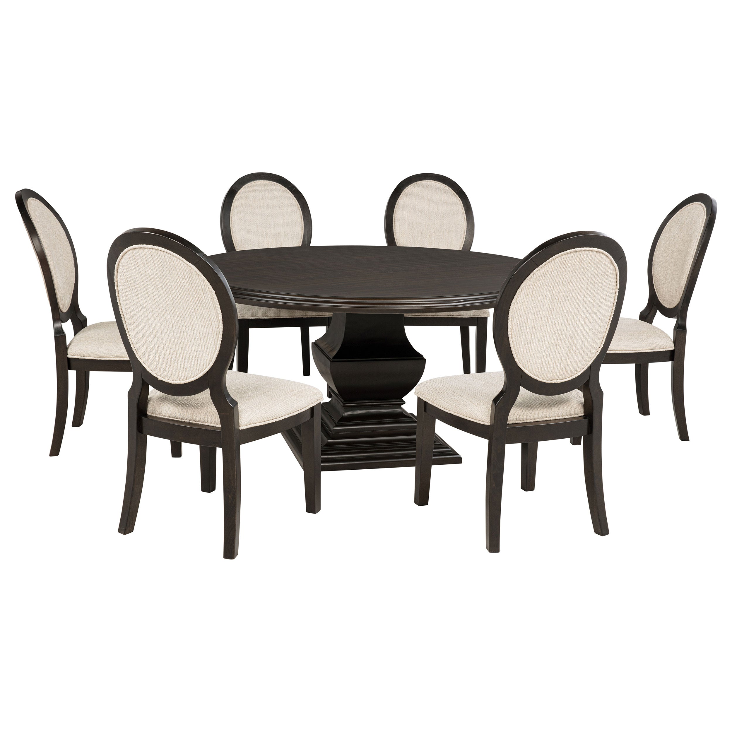 Twyla 7-piece Round Wood Dining Room Table Set Dark Cocoa — view 2