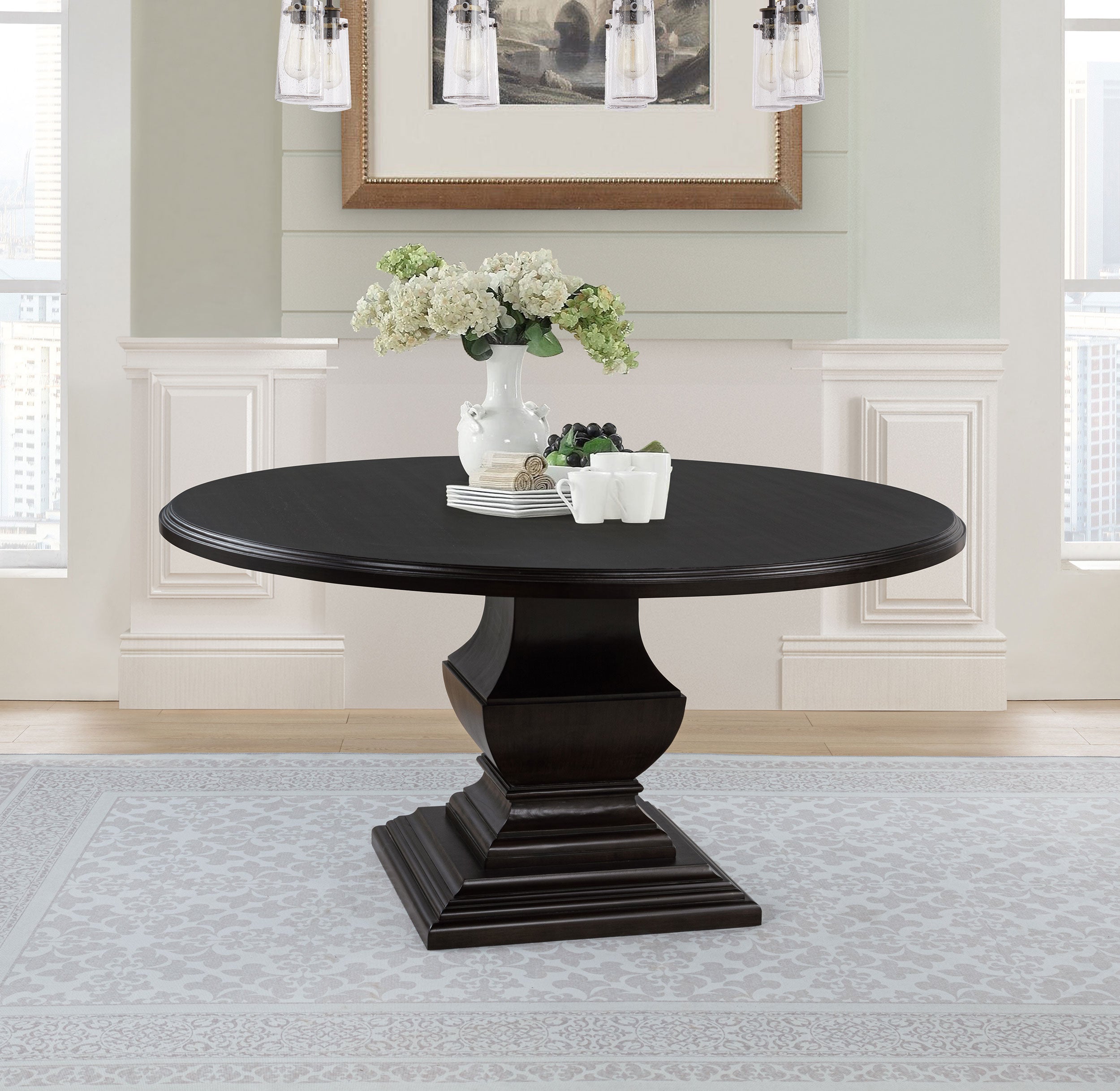 Twyla 60-inch Round Wood Dining Room Table Dark Cocoa — view 2