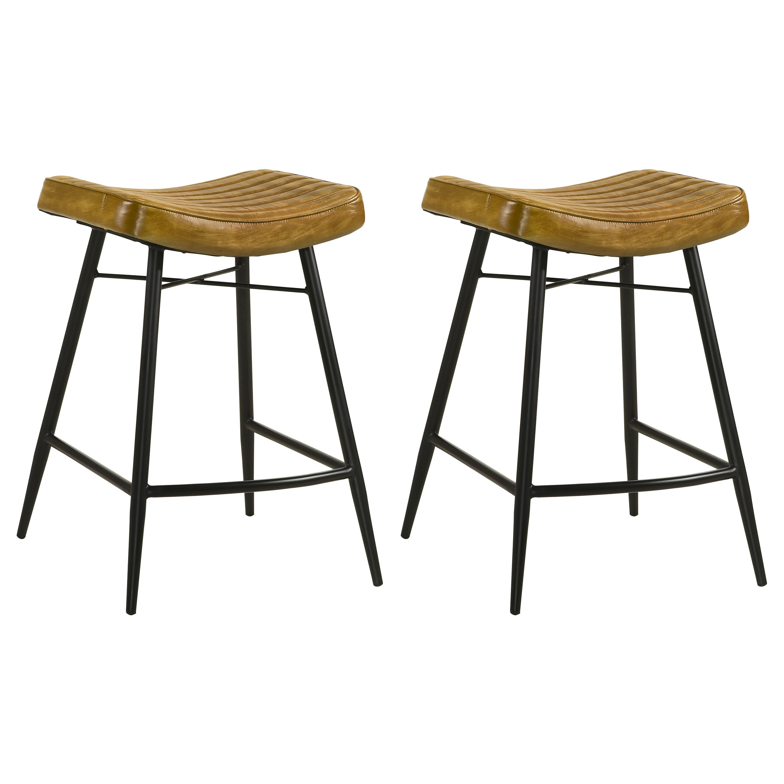 Bayu Leather Upholstered Counter Stool Camel (Set of 2) — view 1