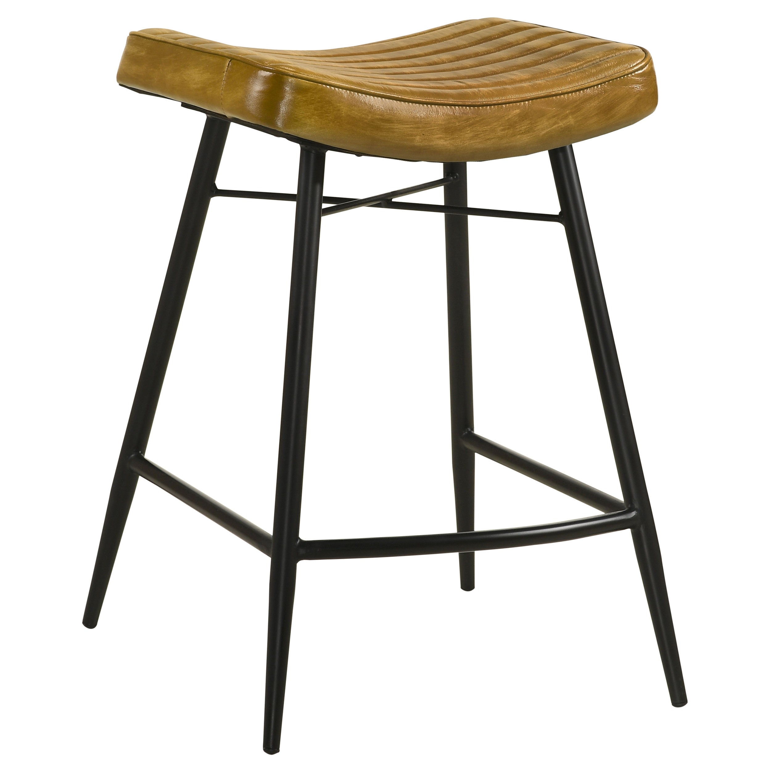 Bayu Leather Upholstered Counter Stool Camel (Set of 2) — view 3