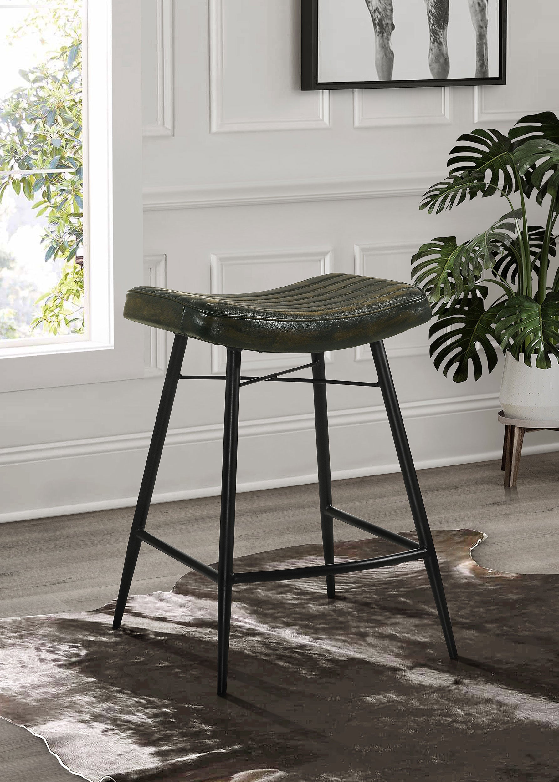 Bayu Leather Upholstered Counter Stool Espresso (Set of 2) — view 2