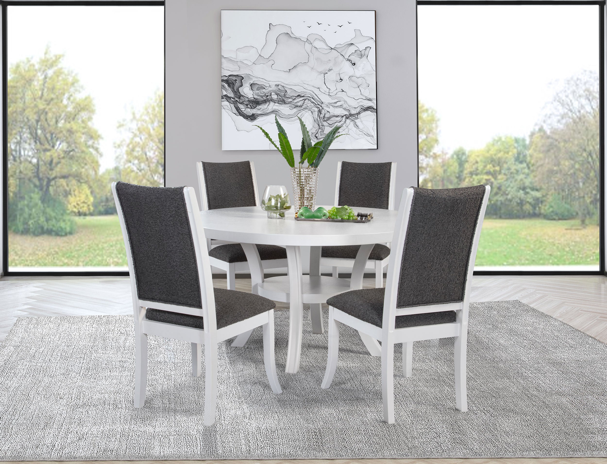 Judd 5-piece 54-inch Round Wood Dining Table Set Pearl White — view 1