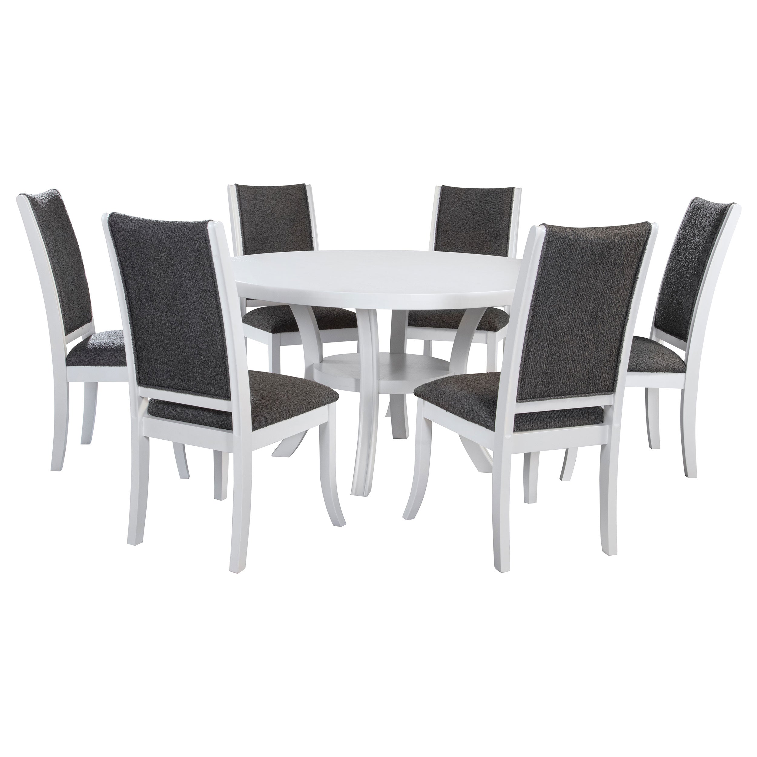 Judd 7-piece 54-inch Round Wood Dining Table Set Pearl White — view 2