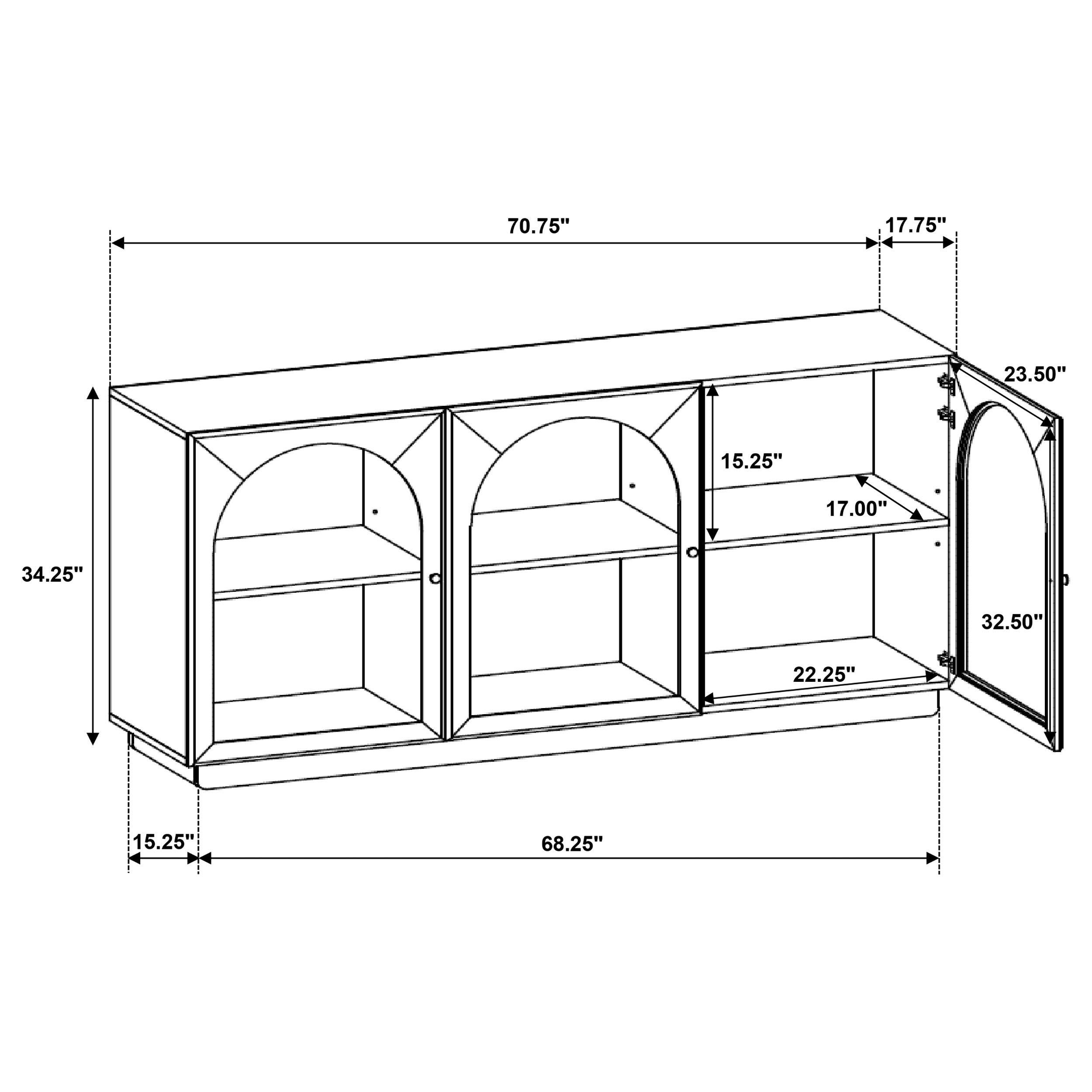 Castlewood 71-inch Dining Sideboard Buffet Server Brown Oak — view 13