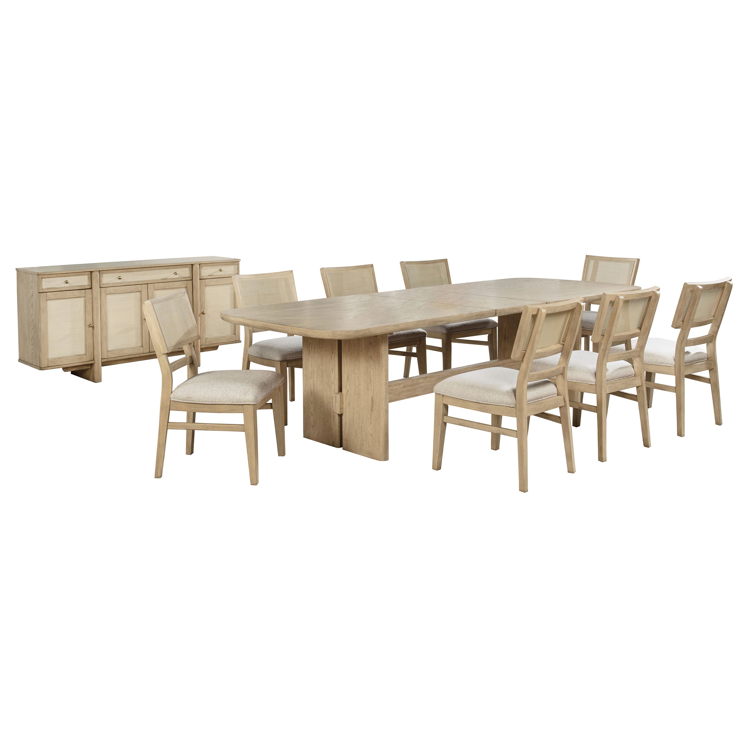 Kailani 10-piece Wood Dining Set with Sideboard Beige Oak — view 2