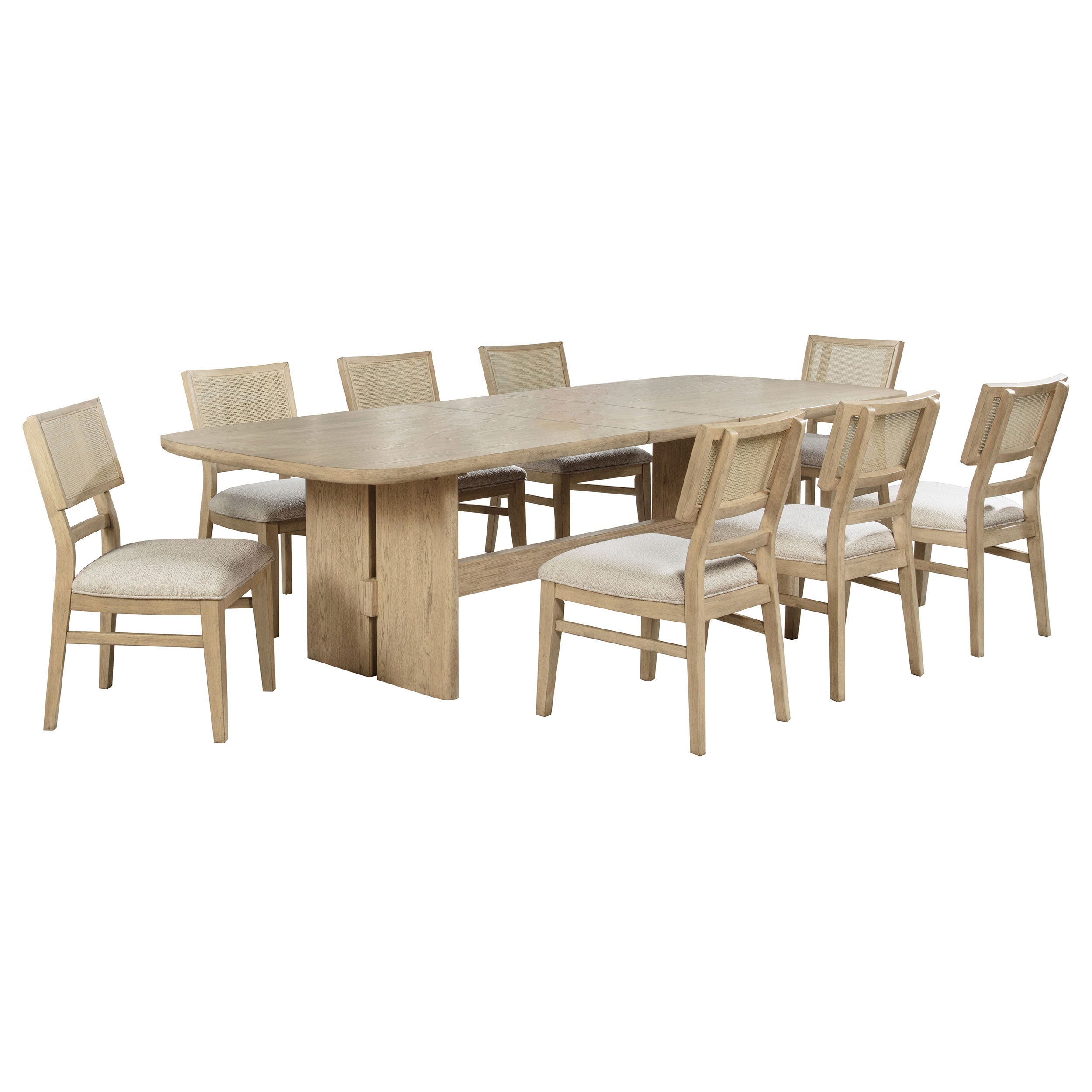 Kailani 9-piece Rectangular Wood Dining Table Set Beige Oak — view 2