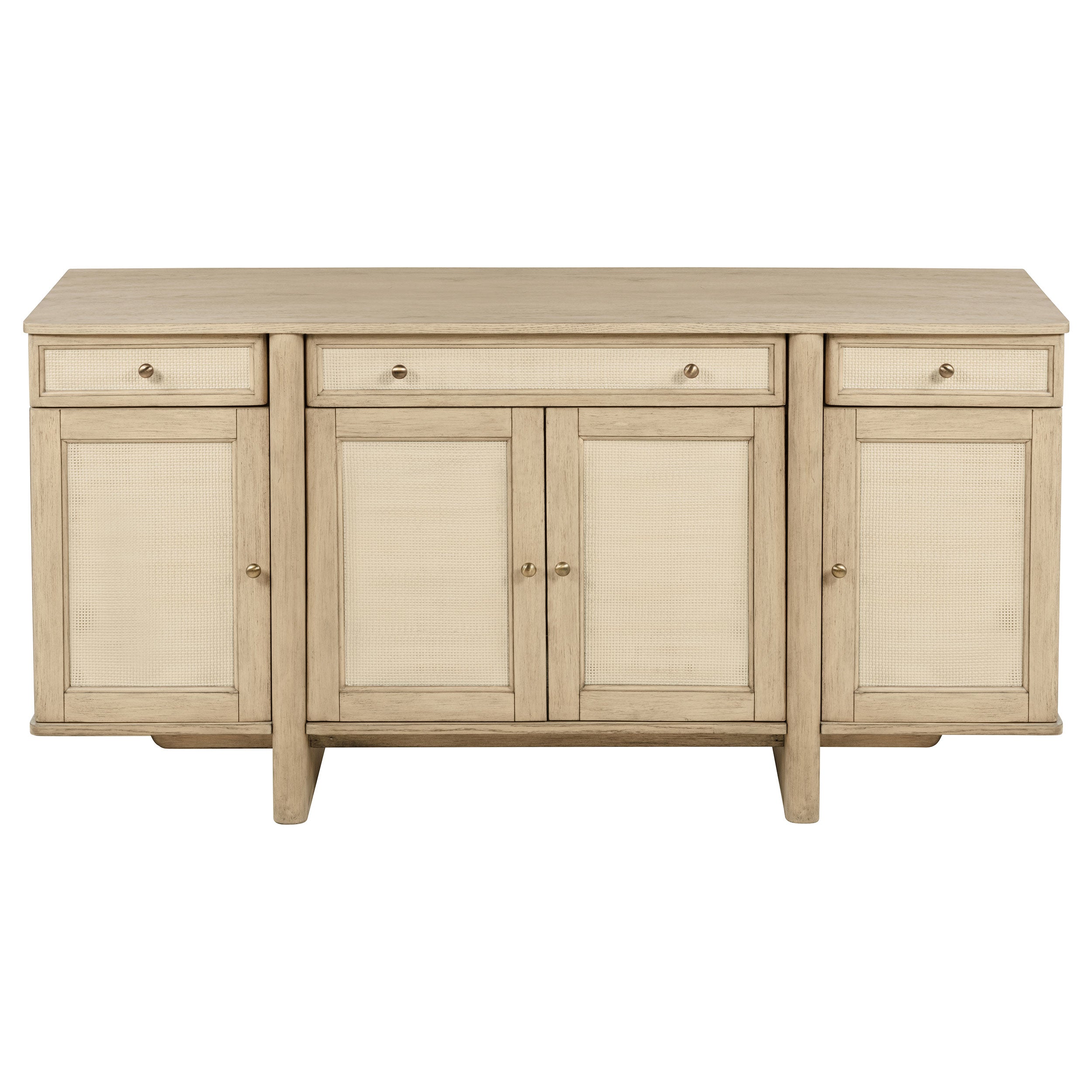 Kailani 4-door Cane Sideboard Buffet Cabinet Beige Oak — view 3
