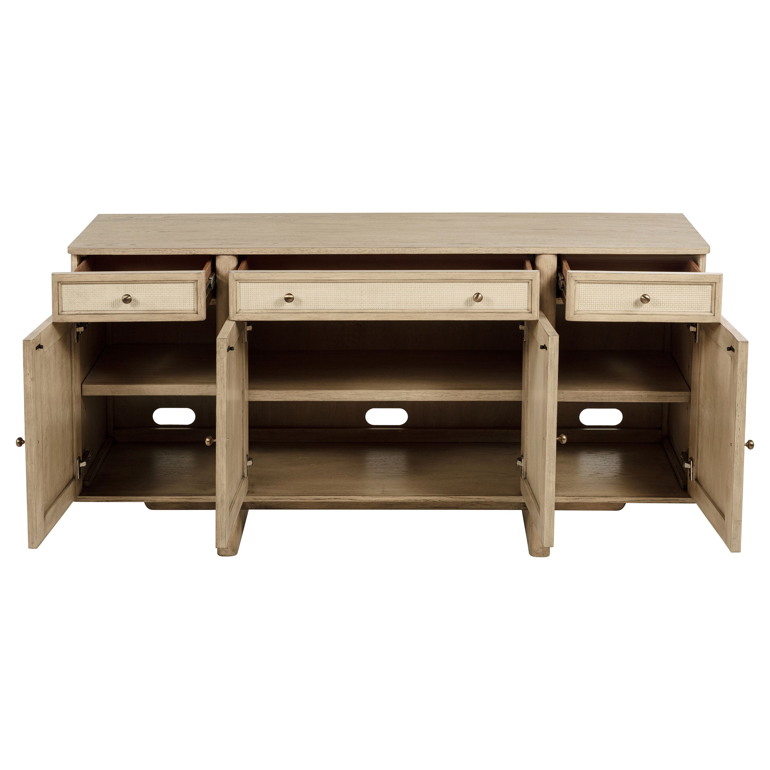 Kailani 4-door Cane Sideboard Buffet Cabinet Beige Oak — view 4