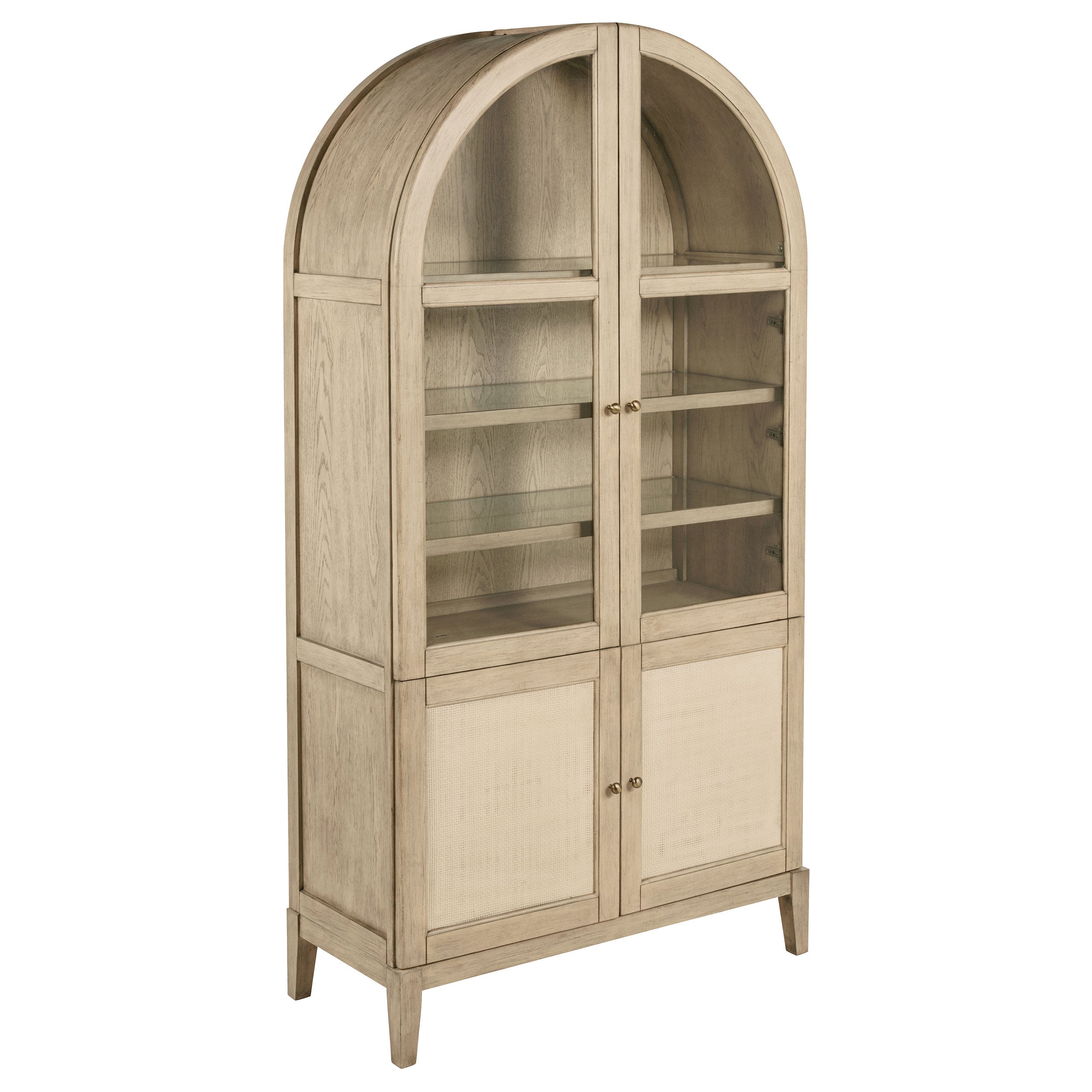 Kailani 4-Door Cane Dining Vitrine Display Cabinet Beige Oak — view 1