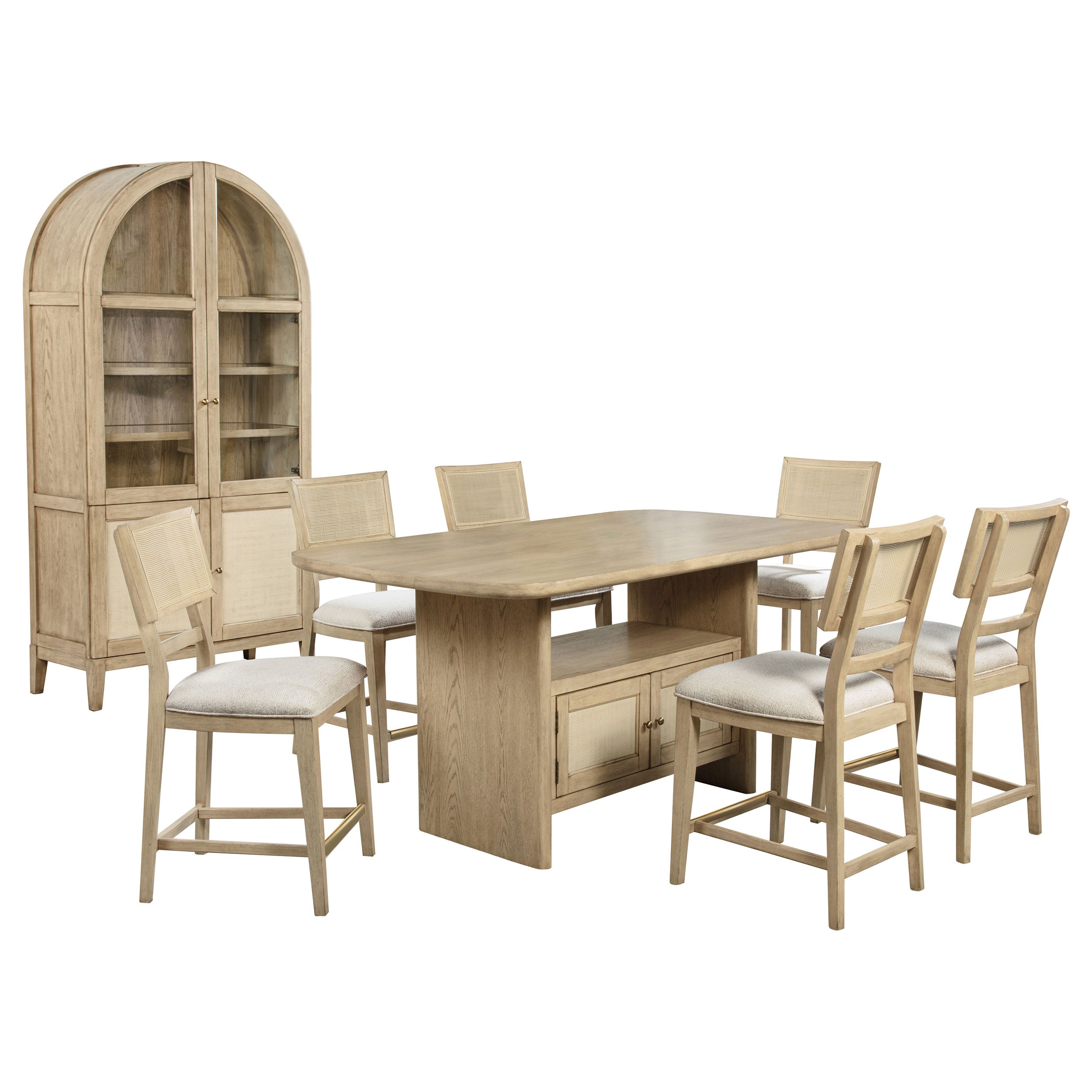 Kailani 8-piece Counter Dining Set with Cabinet Beige Oak — view 2