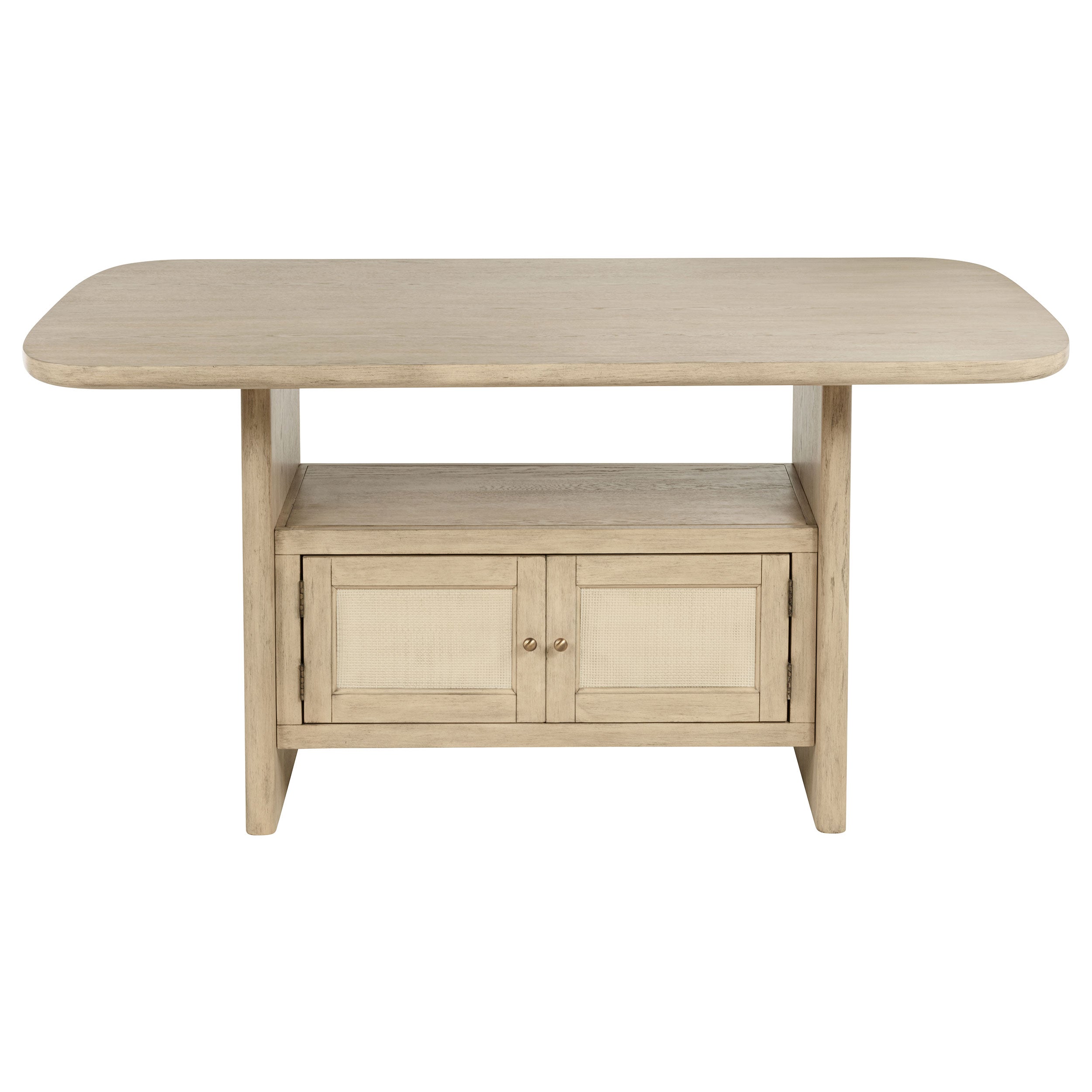 Kailani Cane Counter Height Storage Dining Table Beige Oak — view 3