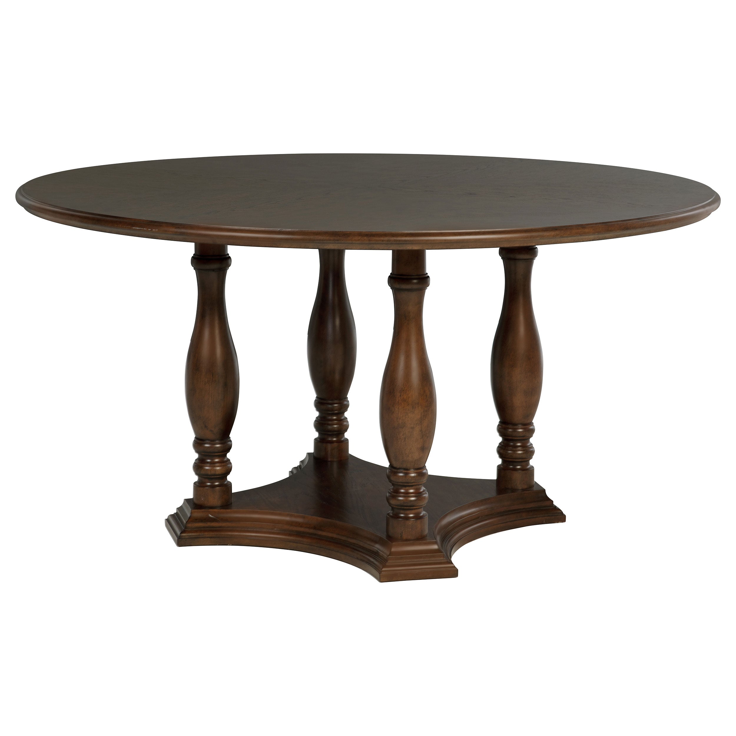 Landon 60-inch Round Wood Pedestal Dining Table Rich Brown — view 1