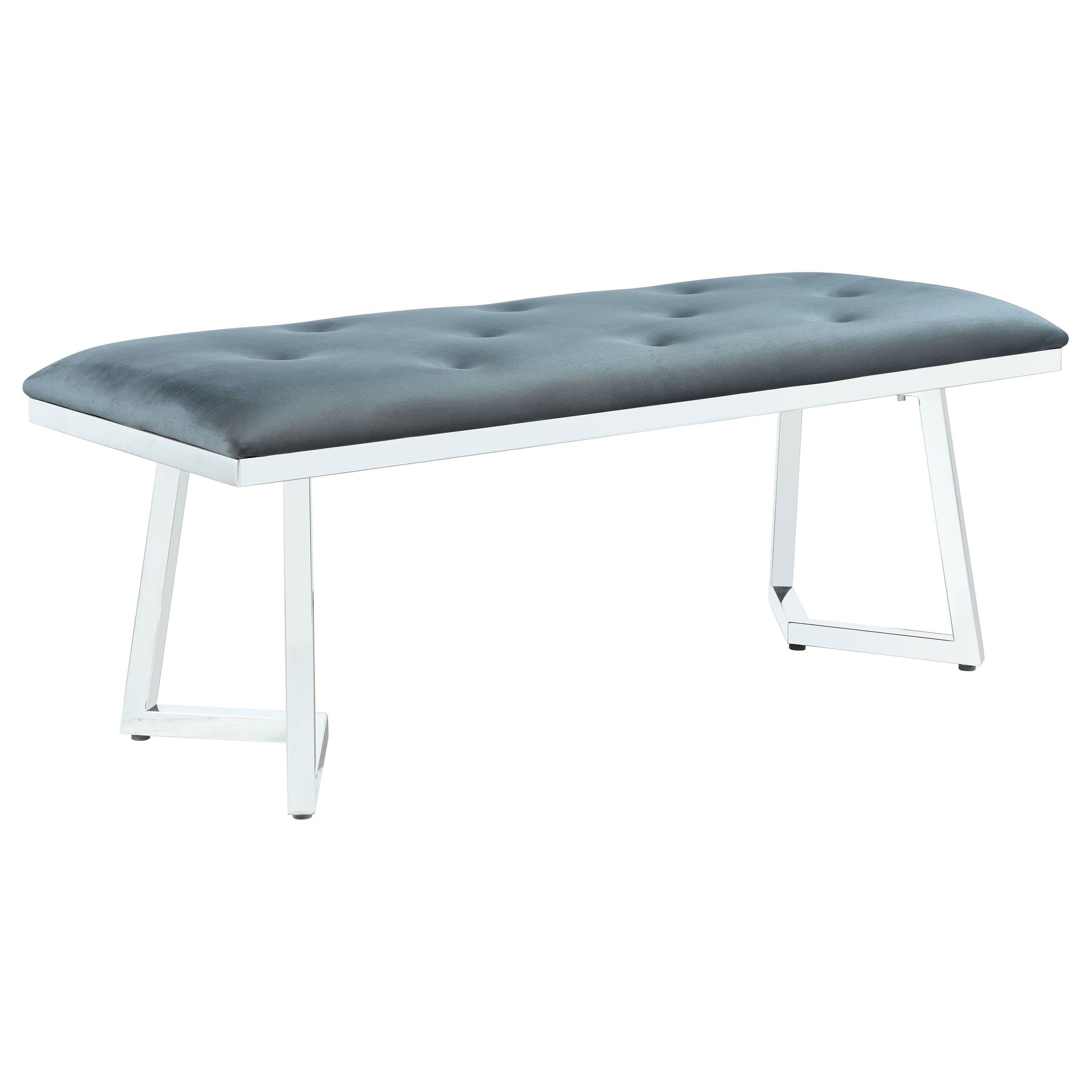 Beaufort Velvet Upholstered Dining Bench Steel Grey — view 1
