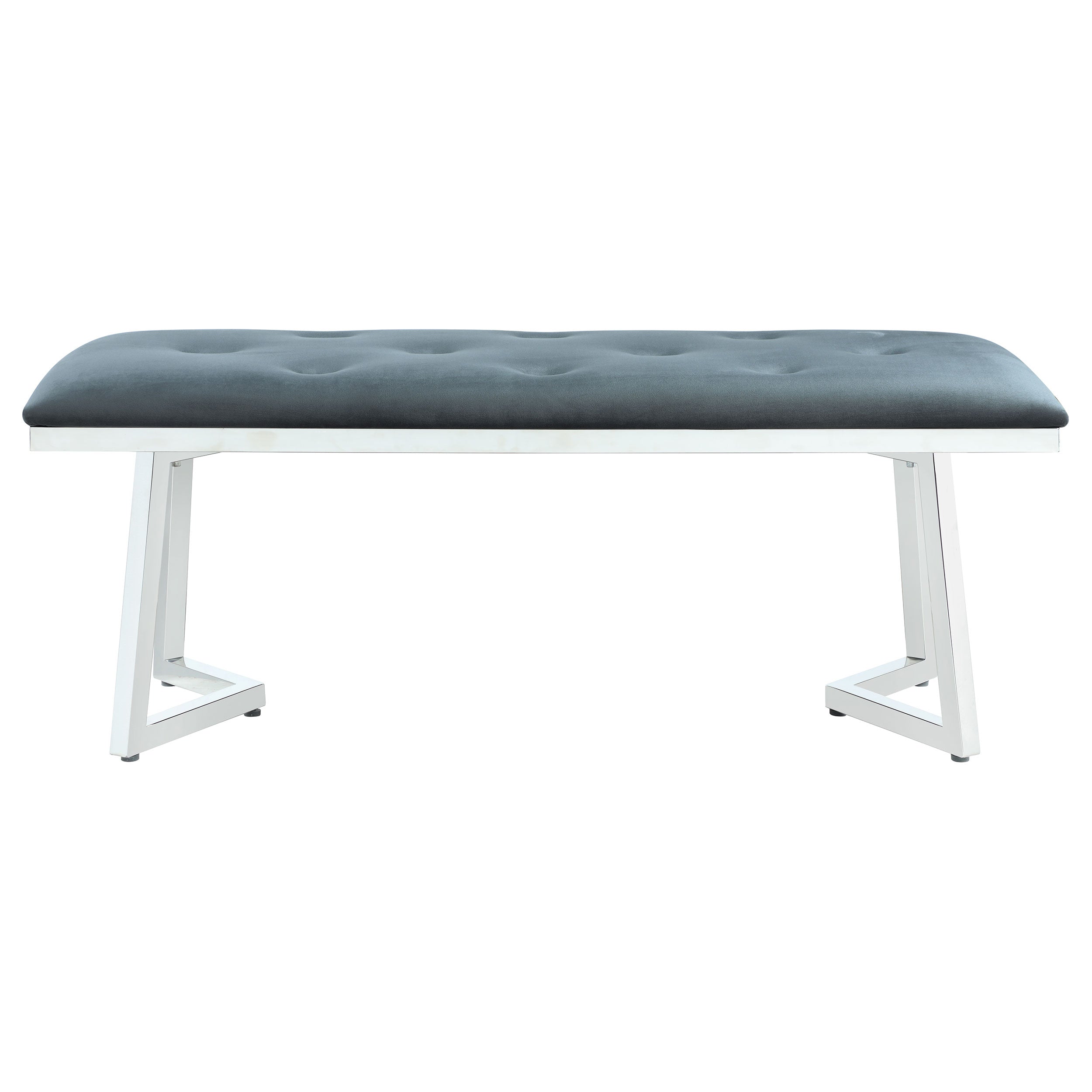 Beaufort Velvet Upholstered Dining Bench Steel Grey — view 3