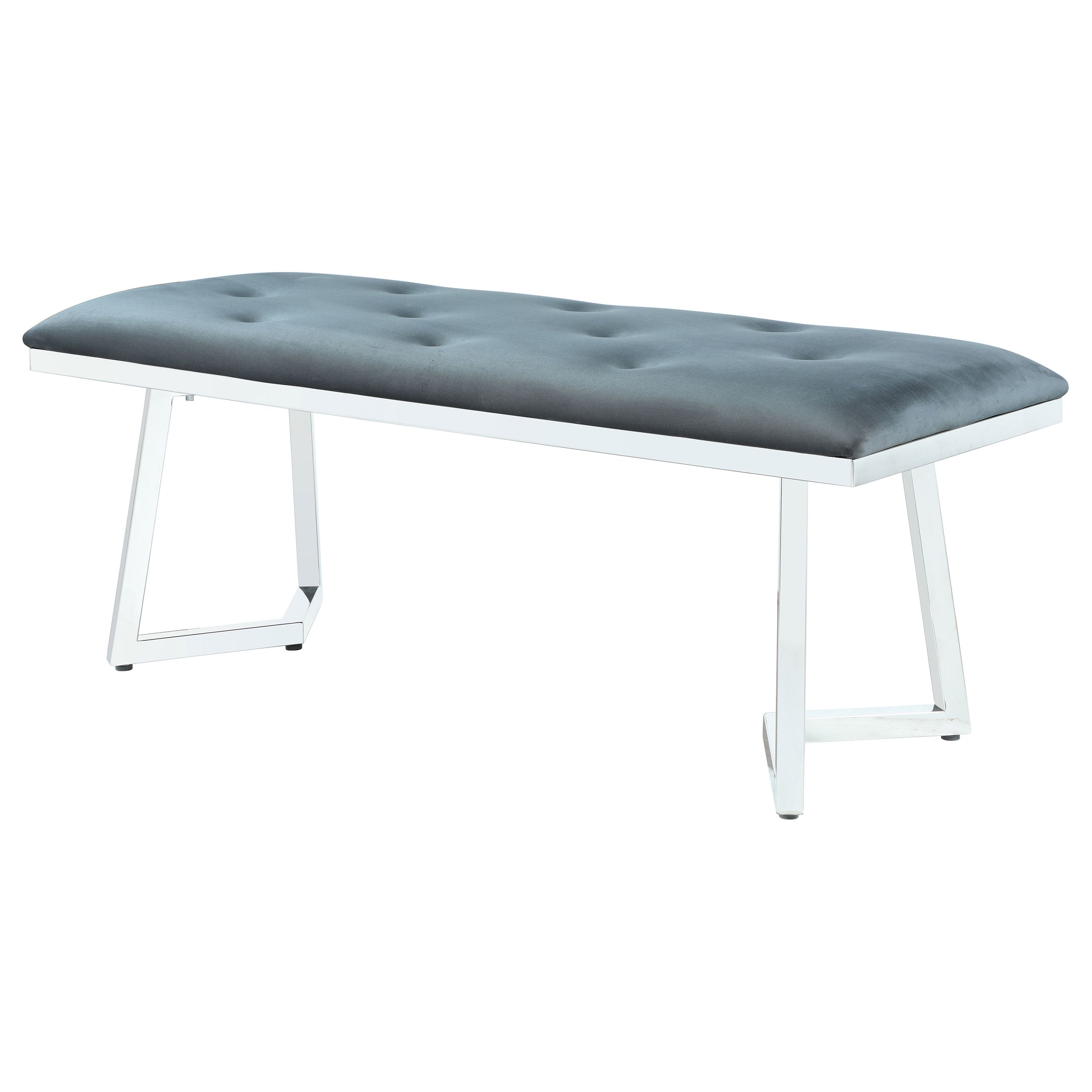 Beaufort Velvet Upholstered Dining Bench Steel Grey — view 4