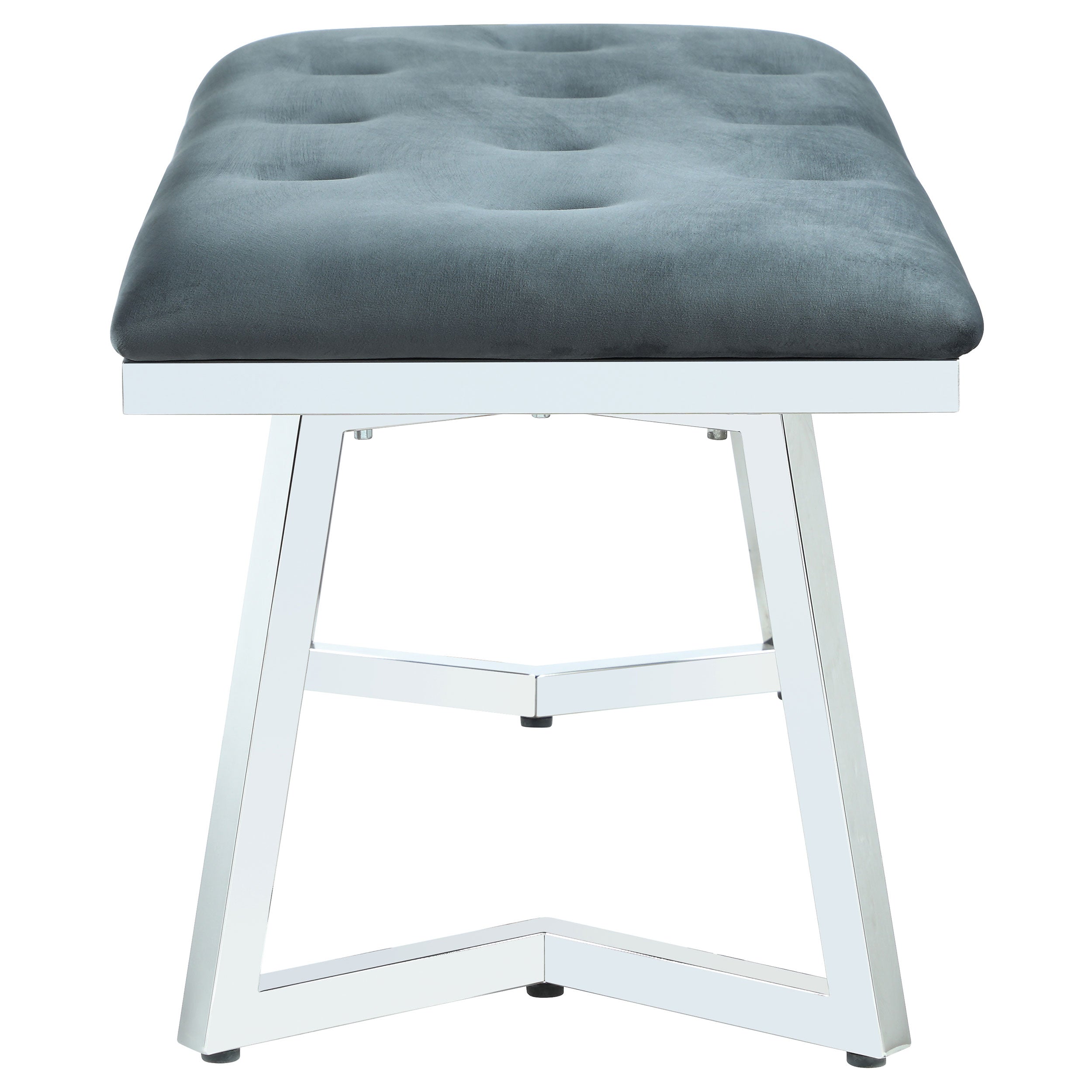 Beaufort Velvet Upholstered Dining Bench Steel Grey — view 5