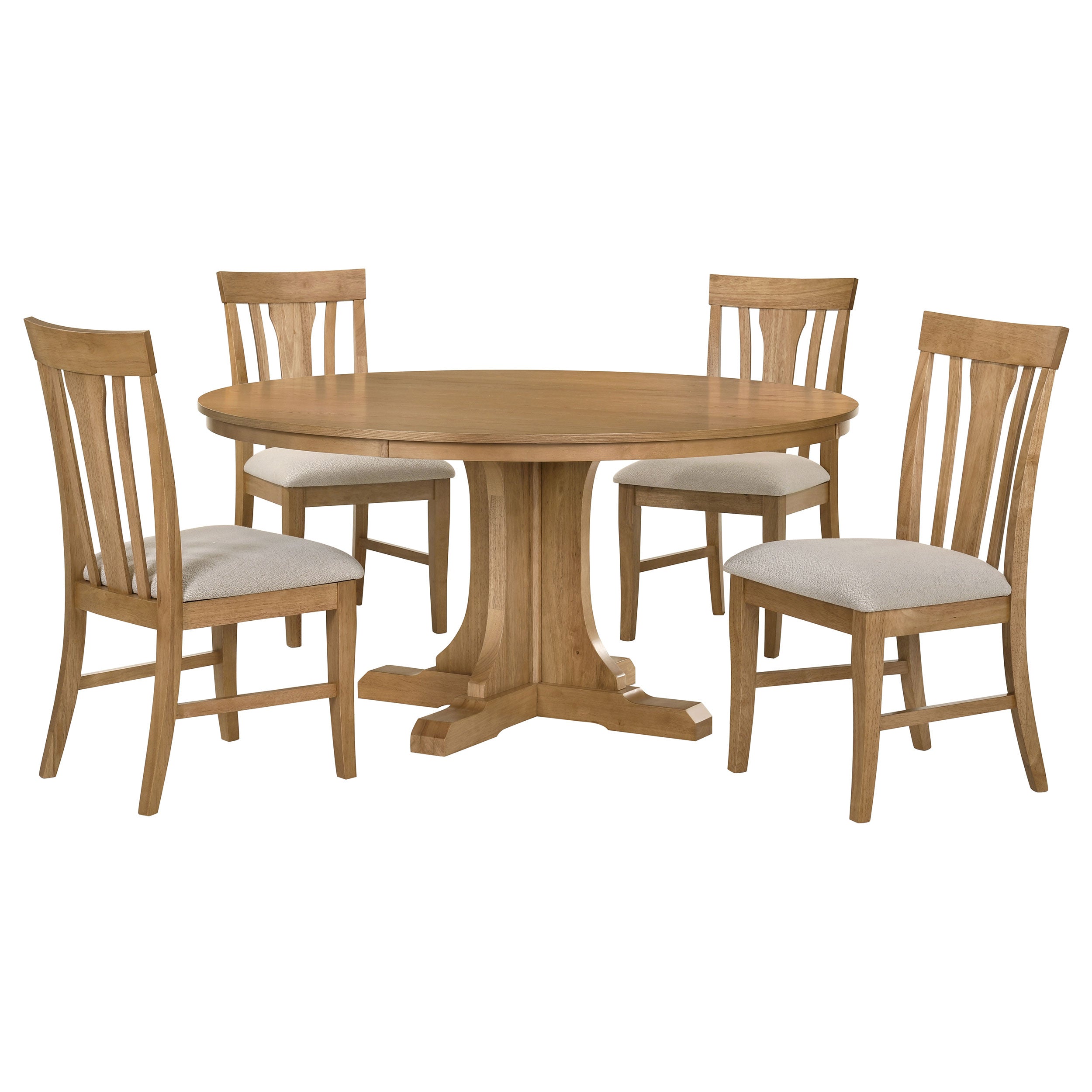 Hartville 5-piece Round Dining Table Set Natural Light Brown — view 2