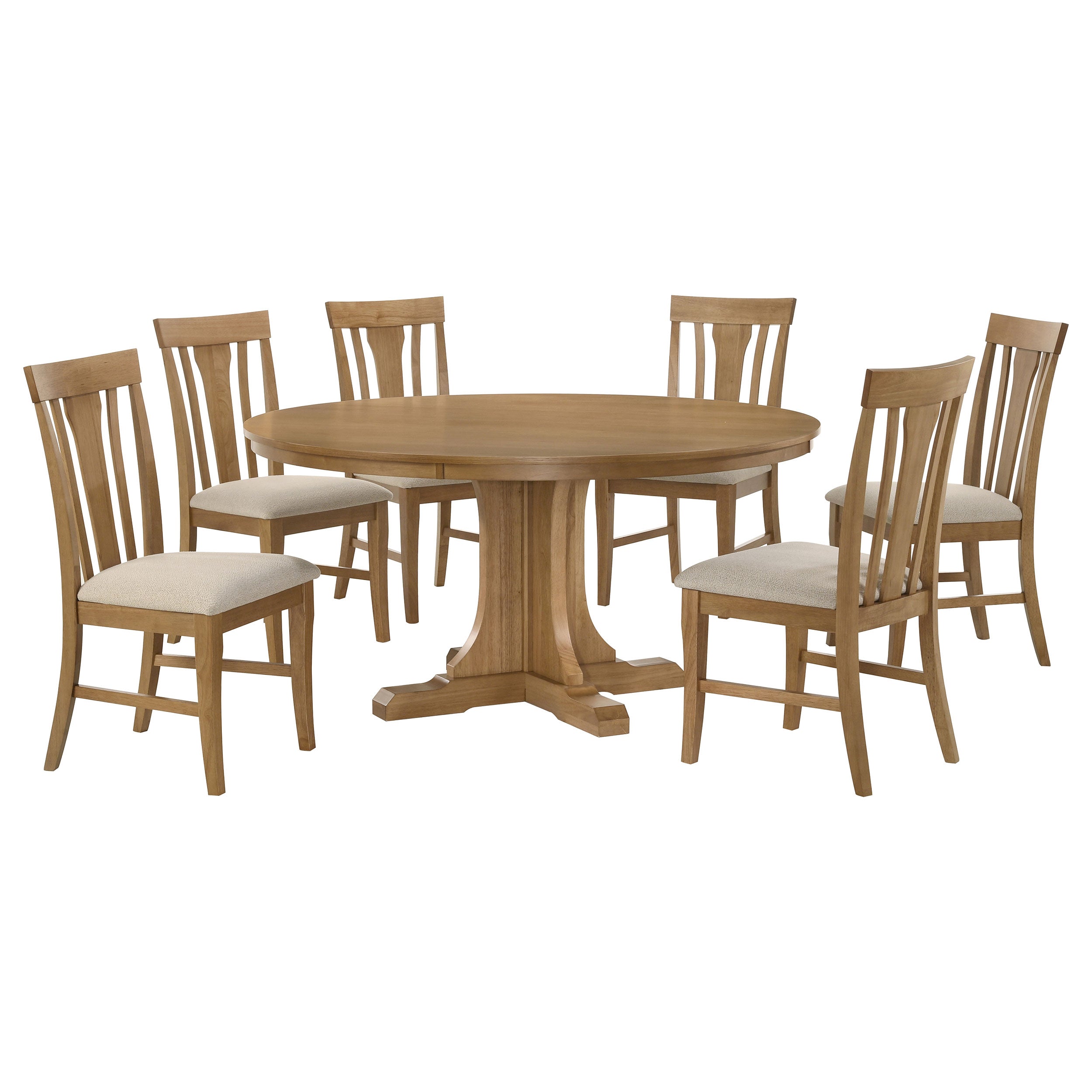 Hartville 7-piece Round Dining Table Set Natural Light Brown — view 2