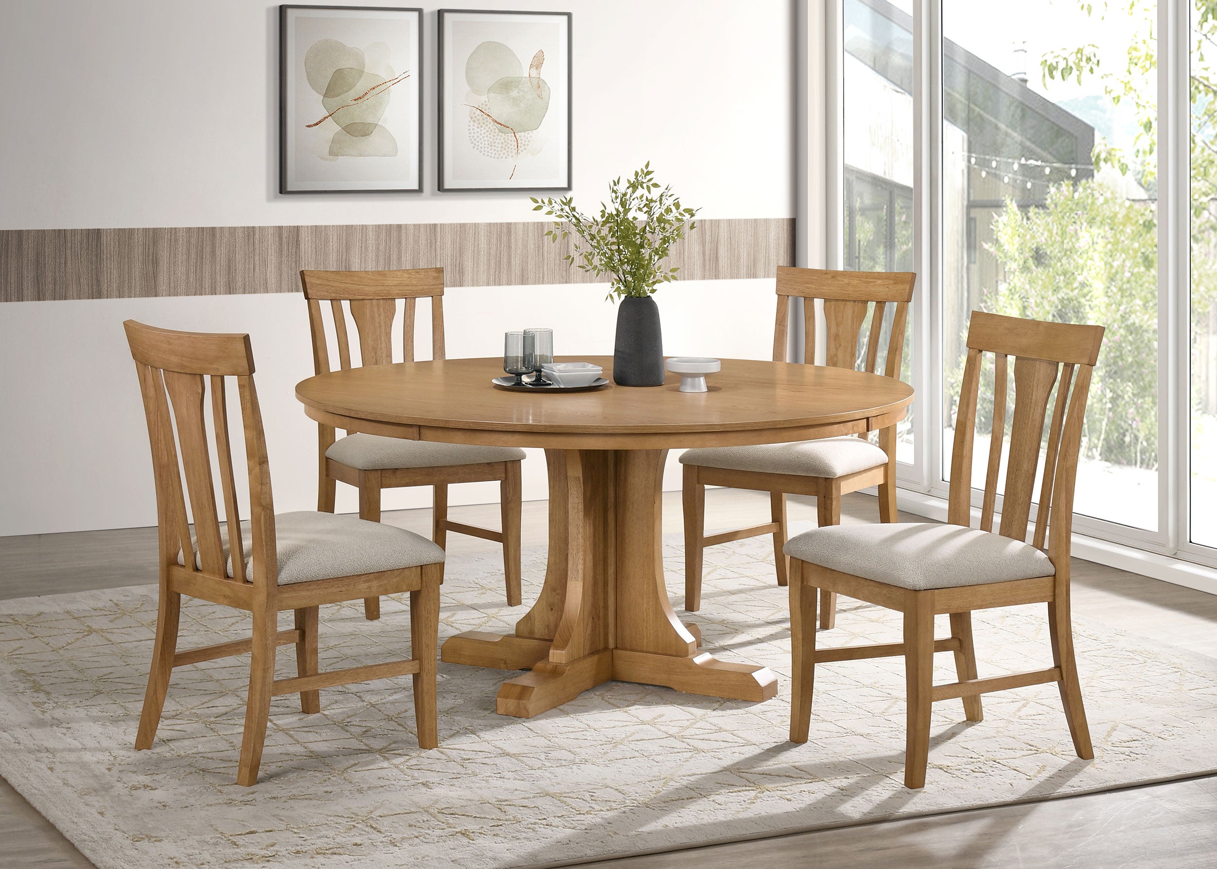 Hartville 60-inch Round Dining Table Natural Light Brown — view 8