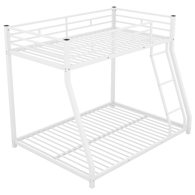 Metal Floor Bunk Bed, Twin Over Full - White