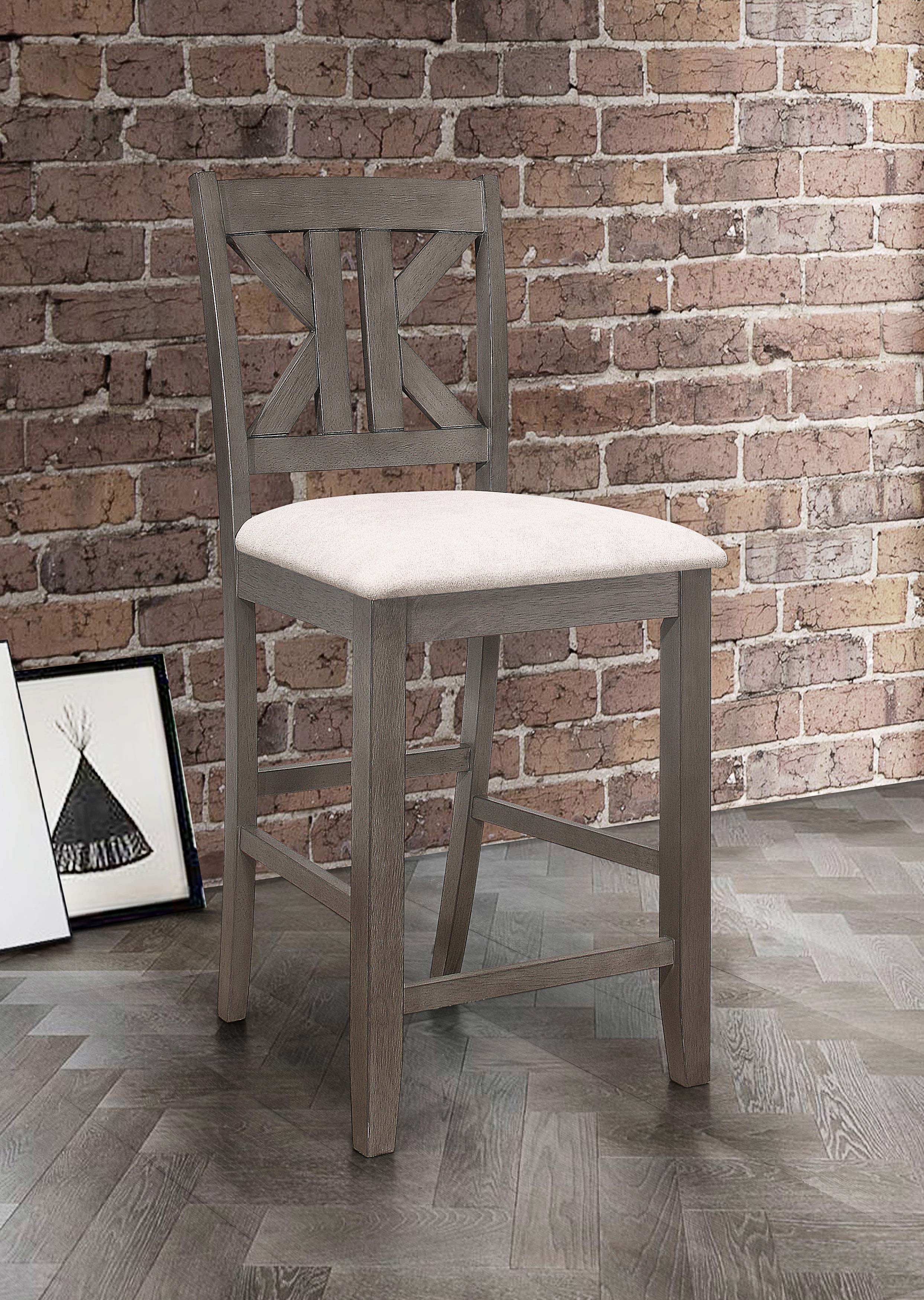 Athens Wood Counter Chair with Cushion Barn Grey (Set of 2) — view 2