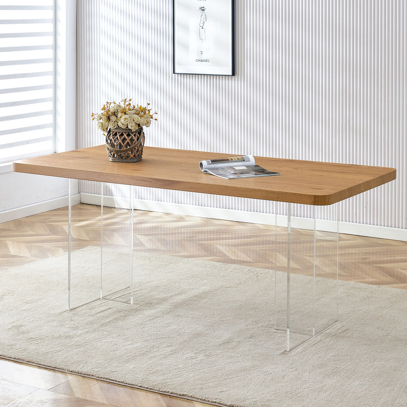 Modern Minimalist Wooden Table With Acrylic Legs