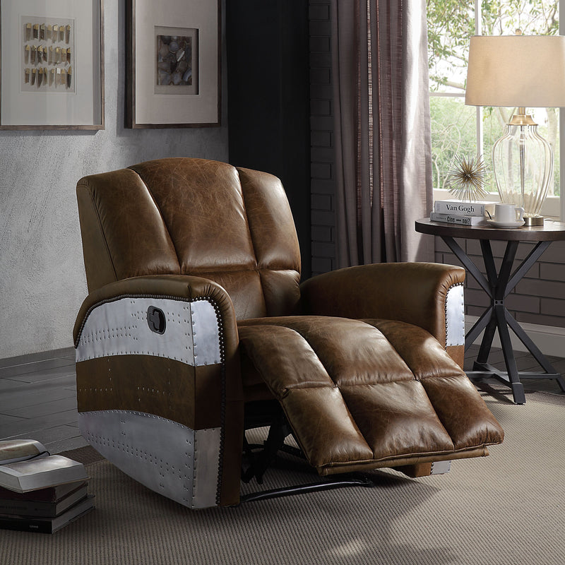 Brancaster - Recliner - Retro Brown Top Grain Leather & Aluminum