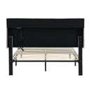 Modern Upholstered Platform Bed Frame With Button Tufted Headboard And USB Ports