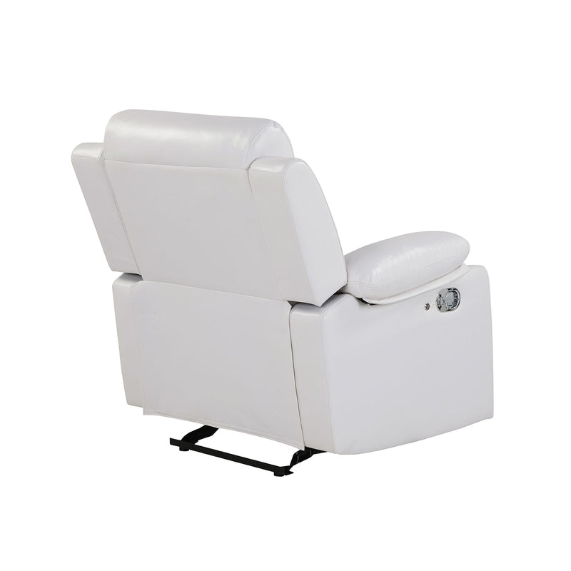 Blanche - Glider Recliner With LED Light In, Medium Firm Seating, Pillow Top Arms - White