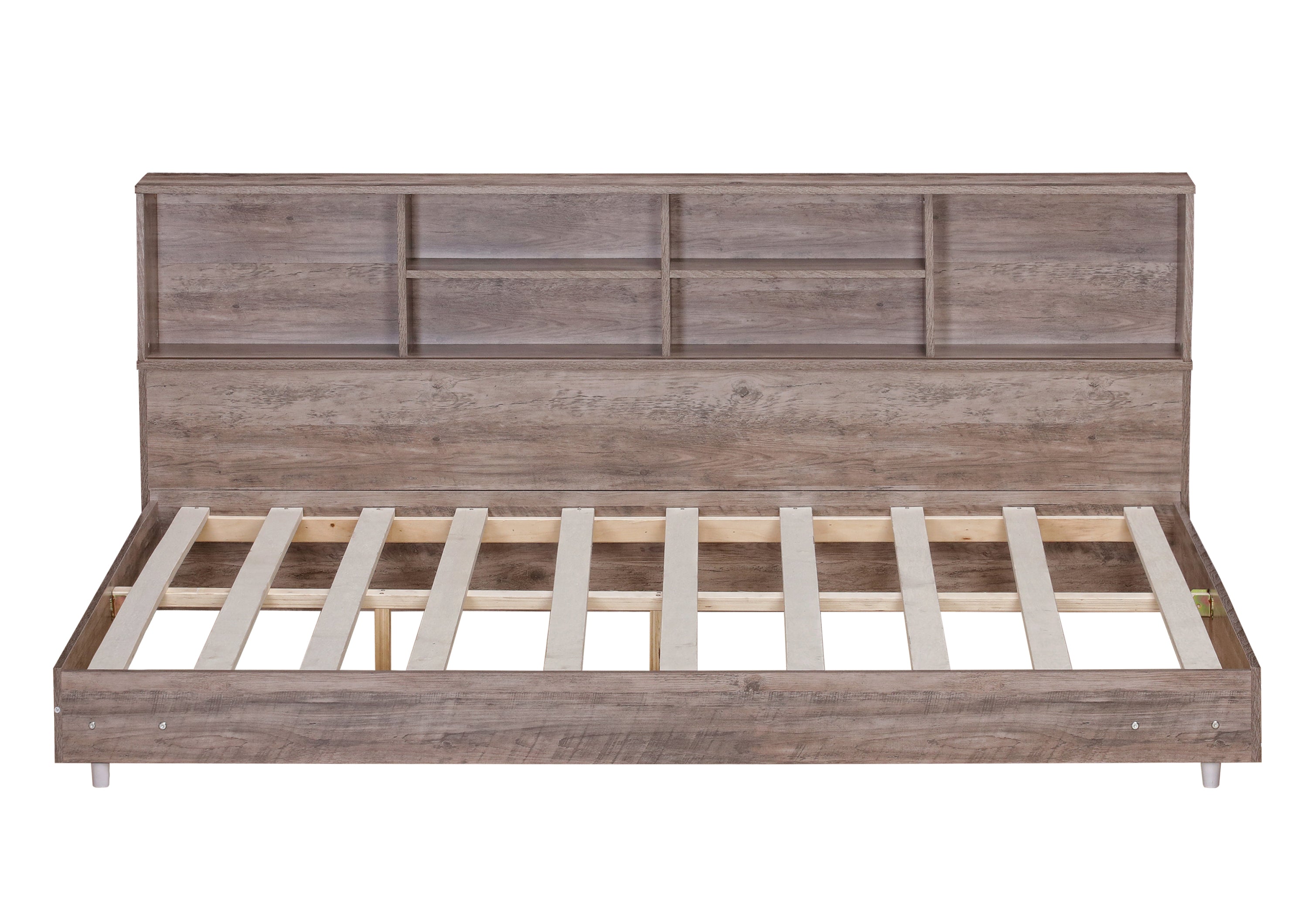 Full Size Daybed Frame with Storage Bookcases,Wood Light Oak