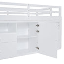Loft Bed With 4 Drawers, Underneath Cabinet And Shelves