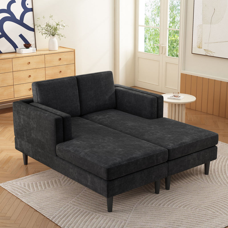 Modern Chaise Lounge With Dual Layer Armrests
