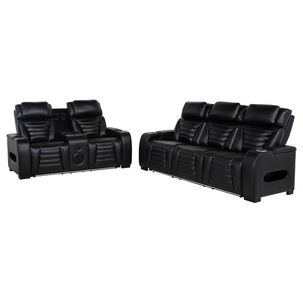 Zuma - Faux Leather Dual Power LED Sofa Set