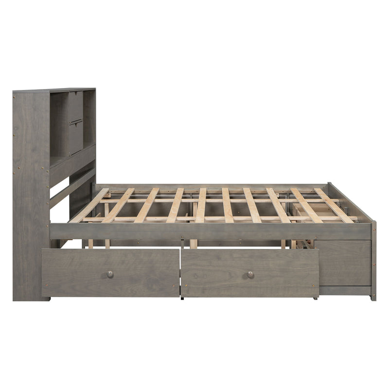 Platform Bed With Storage Headboard And 8 Drawers