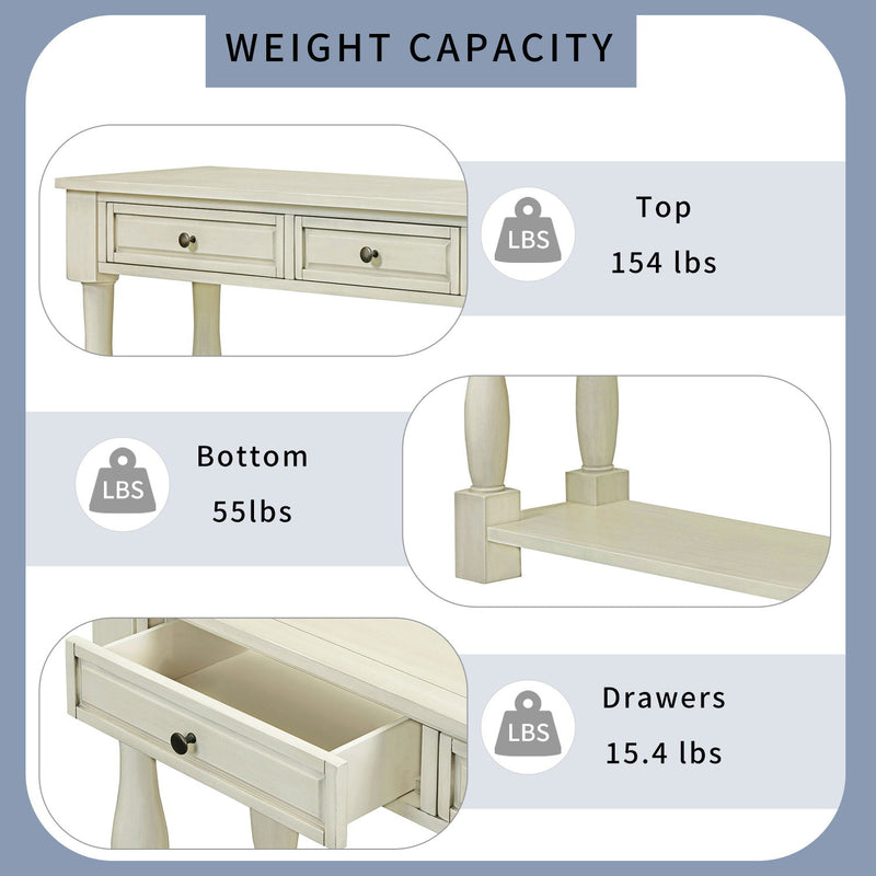 Console Table Long Console Table With Drawers And Shelf For Entryway, Hallway, Living Room