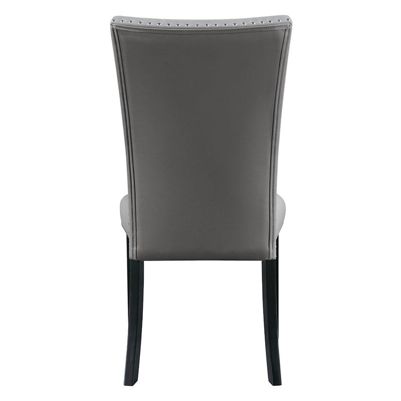 Caralin - Side Chair (Set of 2) - Gray Synthetic Leather & Black Finish