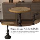 Round End Table With Pedestal Base - Natural Wood