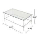 Ultra Modern Rectangle Coffee Table With Tempered Glass Surface - Clear