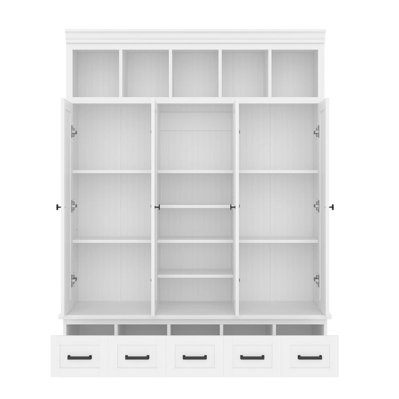 Hall Tree With Bench And 5 Storage Cubbies