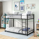 Metal Bunk Bed Twin Over Twin, Bunk Bed Frame with Safety Guard Rails, Heavy Duty Space-Saving Design, Easy Assembly Black
