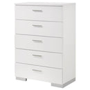 Felicity - 5-Drawer Bedroom Chest - White High Gloss - Atlantic Fine Furniture Inc
