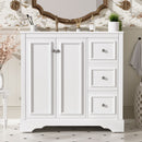 Bathroom Vanity With Sink, Soft-Close Doors, Adjustable U-Shelf, 3 Drawers